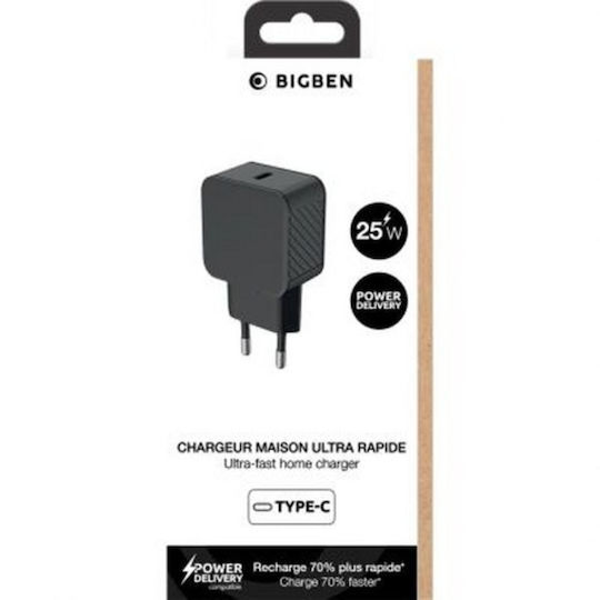BigBen Connected Φορτιστής Χωρίς Καλώδιο με Θύρα USB-C 25W Power Delivery Μαύρος
