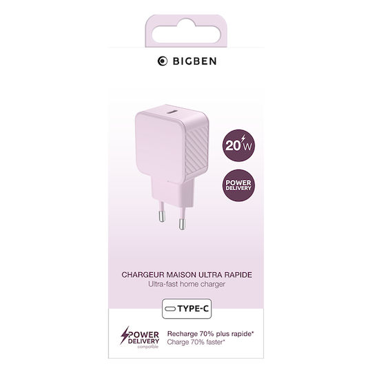 BigBen Connected Φορτιστής Χωρίς Καλώδιο με Θύρα USB-C 20W Power Delivery Ροζ