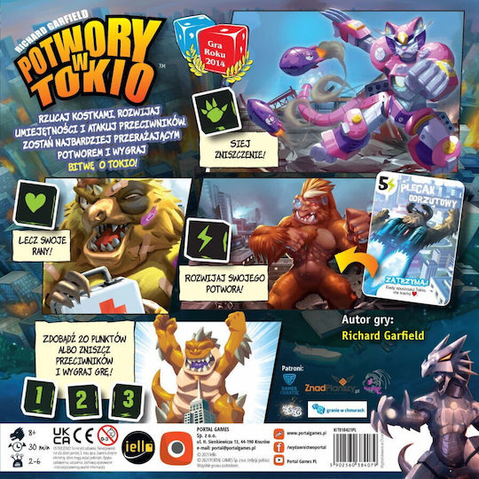 Board Game Monsters in Tokyo for 2-6 Players 8+ Years Old (PL) Portal Games