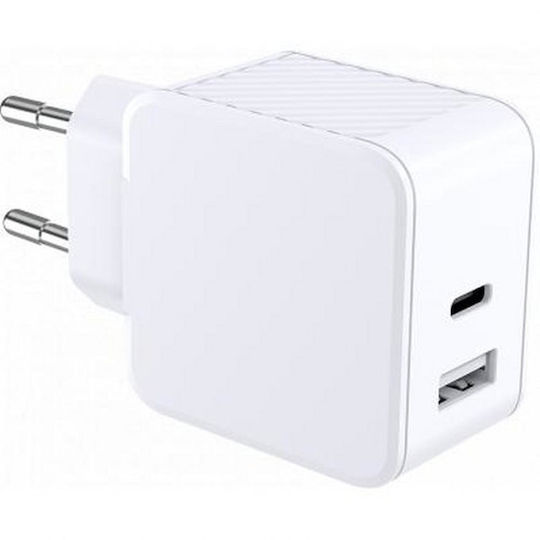BigBen Connected Handyladegerät Ohne Kabel mit USB-A Ausgangsanschluss und USB-C Ausgangsanschluss 32W Stromlieferung Weiß