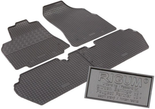 Rigum Set of Front and Rear Mats 4pcs for Peugeot Partner Citroen Berlingo 2008 2018 Black