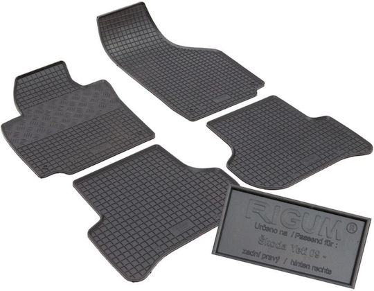 Rigum Set of Front and Rear Mats 4pcs for Skoda Yeti 2009 2017 Black