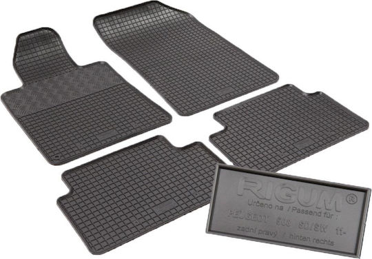 Rigum Set of Front and Rear Mats 4pcs for Peugeot 508 2012 2018 Black