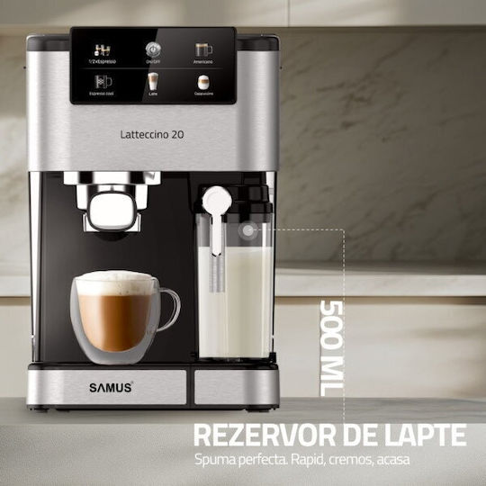 Samus Latteccino 20 Mașină de Espresso 1350W Presiune 20bar pentru Cappuccino Gri