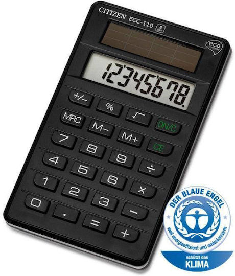 Citizen ECC-110 Αριθμομηχανή Τσέπης 8 Ψηφίων σε Μαύρο Χρώμα