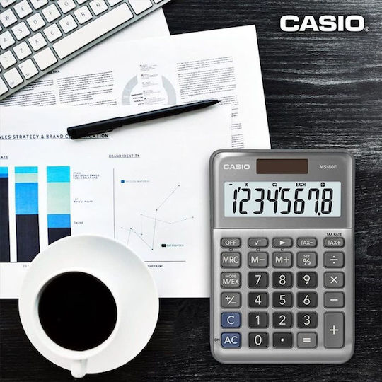 Casio Calculator Contabilitate 8 Cifre în Culoarea Gri 1buc