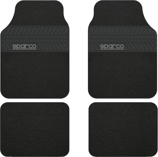 Sparco Satz Vorder- und Hintermatten Universal 4Stück aus Teppichboden Schwarz