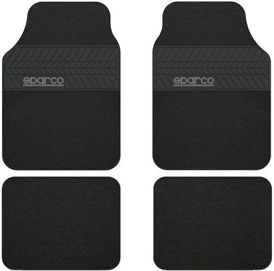 Sparco Satz Vorder- und Hintermatten Universal 4Stück aus Teppichboden Schwarz
