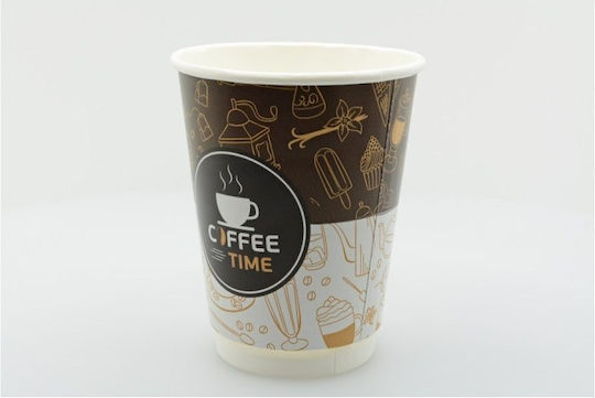 Coffee Time Ποτήρι μιας Χρήσης Χάρτινo Διπλότοιχο Πολύχρωμο 240ml 25τμχ
