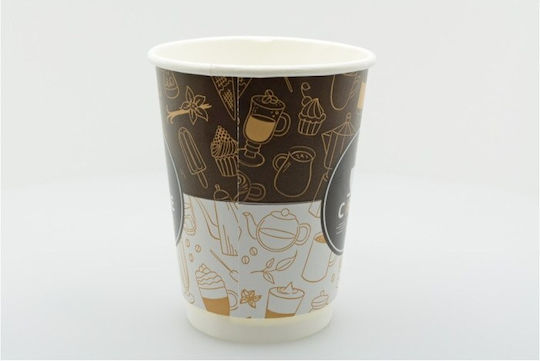 Coffee Time Ποτήρι μιας Χρήσης Χάρτινo Διπλότοιχο Πολύχρωμο 414ml 25τμχ