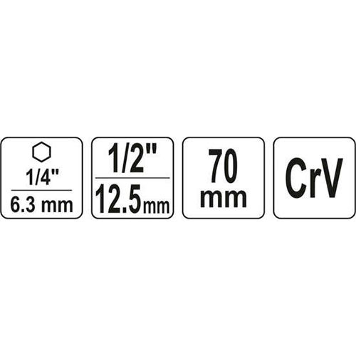 Yato Αντάπτορας με Υποδοχή HEX και Έξοδο 1/2''