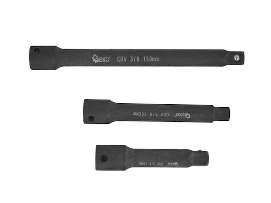 Impact Tube Adapter Set 1/4" 3/8" 1/2" Cr-v 9 Elements Geko G10531