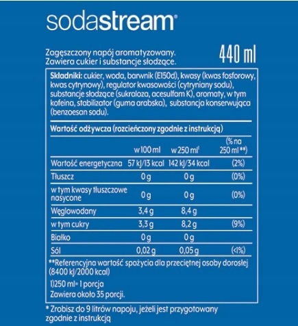 Sodastream Pepsi Cola Συμπυκνωμένη Χωρίς Ανθρακικό σε Μπουκάλι 440ml