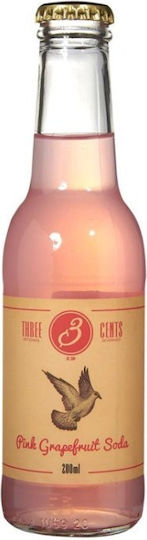 Three Cents Αναψυκτικό Pink Grapefruit με Ανθρακικό σε Φιάλη 200ml