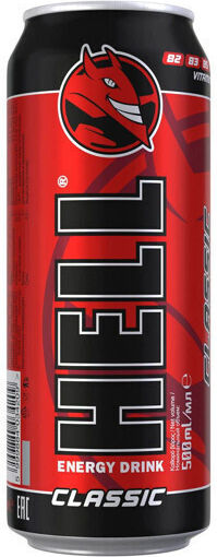 Hell Classic Energy-Drink mit Kohlensäure in Kiste 500ml