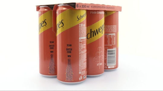 Schweppes Σόδα Pink Grapefruit με Ανθρακικό σε Κουτί 6x330ml
