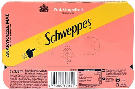 Schweppes Σόδα Pink Grapefruit με Ανθρακικό σε Κουτί 6x330ml