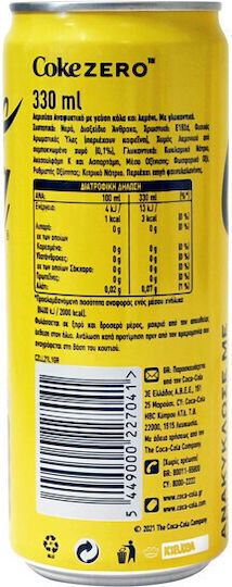 Coca-Cola Zero Lemon Cola Zitrone mit Kohlensäure Ohne Zuckerzusatz in Kiste 330ml