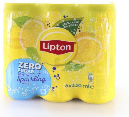 Lipton Ice Tea Λεμόνι με Ανθρακικό, Χωρίς Ζάχαρη σε Κουτί 6x330ml