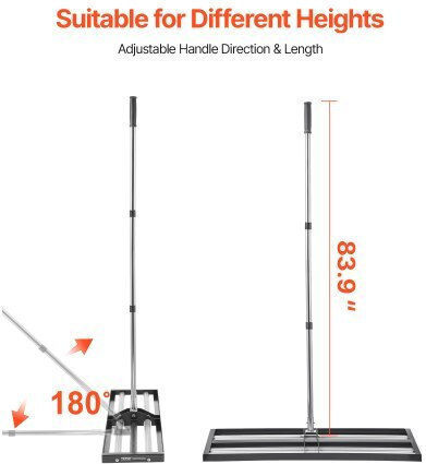 Vevor 36x10in Lawn Leveling Rake 83.9 In Adjustable Handle Yard Garden