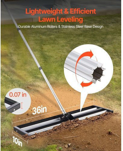 Vevor 36x10in Lawn Leveling Rake 83.9 In Adjustable Handle Yard Garden