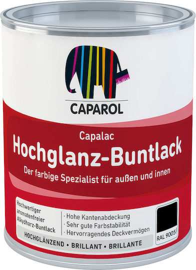Caparol Βερνικόχρωμα Διαλύτου Capalac Hochglanz-buntlack 0.75lt Μαύρο - Ral 9005