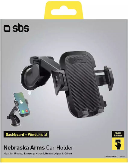 SBS Βάση Κινητού Αυτοκινήτου Holder Passive Holder με Ρυθμιζόμενα Άγκιστρα Μαύρη