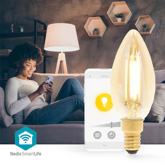 Nedis Смарт крушка LED 4.9W за фасунга E14 топло бяло 470лм Димируем