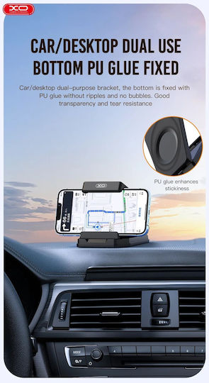 Suport universal pentru telefon și tabletă auto Idealstore, plastic de înaltă calitate, bandă adezivă dublă anti-alunecare, fixare stabilă, unghi flexibil, negru