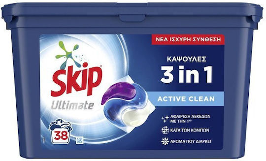 Skip Active Clean Απορρυπαντικό Ρούχων (38 Κάψουλες)
