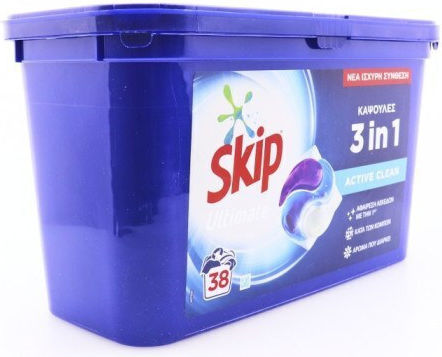 Skip Active Clean Απορρυπαντικό Ρούχων (38 Κάψουλες)