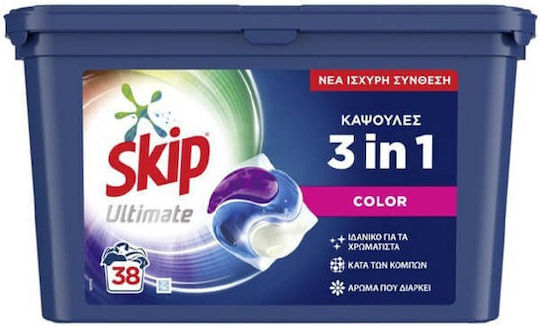 Skip 3-in-1 Ultimate Απορρυπαντικό για Χρωματιστά Ρούχα (38 Κάψουλες)