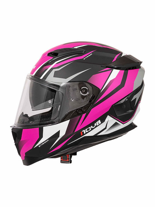 Nova Roadrider FF938 Stamina Matt Pink/Titan Motorradhelm Volles Gesicht ECE 22.06 1490gr mit Sonnenblende