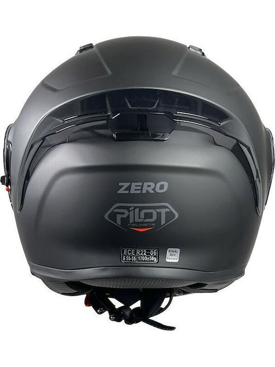 Pilot Zero SV Black Matt Motorcycle Helmet Flip-Up ECE 22.06 1700gr with Sunvisor