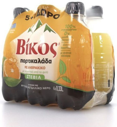 Βίκος Stevia Πορτοκαλάδα με Ανθρακικό, Χωρίς Ζάχαρη σε Μπουκάλι 6x330ml