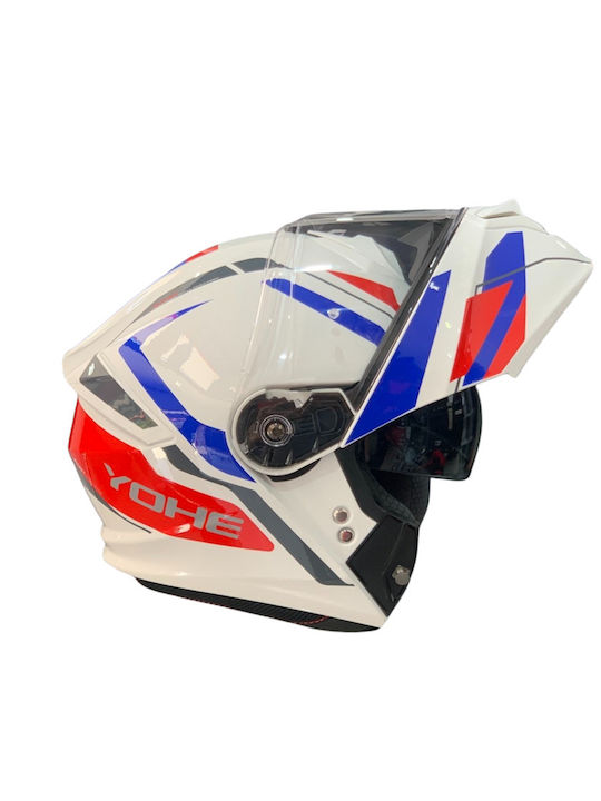 Yohe 935 SV G50A White Gloss/ Blue / Red Κράνος Μηχανής Flip-Up ECE 22.06 1550gr με Sunvisor