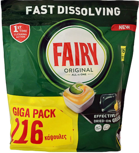 Fairy Caps Original Dishwasher Lemon Giga 116 Pieces
