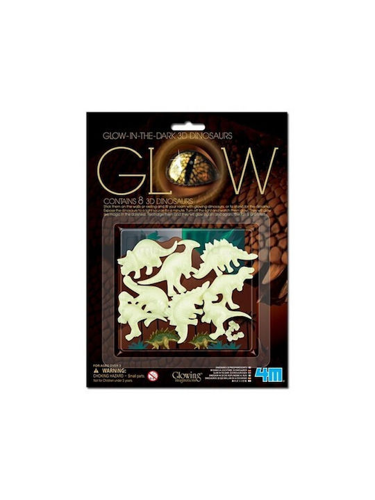 4M Autocolant Decorativ pentru Copii Perete Fluorescent 3D Dinosaurs 8buc