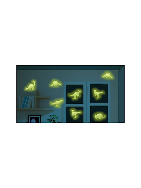 4M Autocolant Decorativ pentru Copii Perete Fluorescent 3D Dinosaurs 8buc