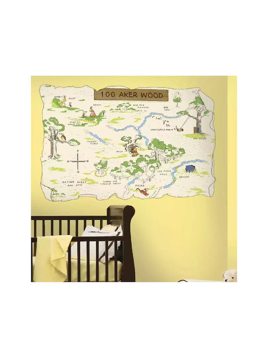 Детска стикерна за стена Стена Wood Map