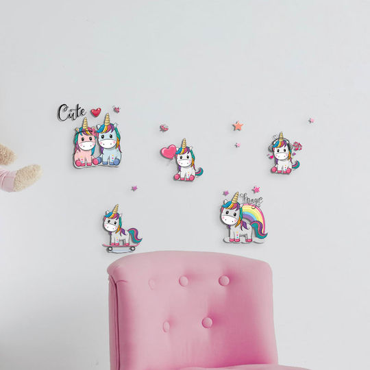 Ango Детска стикерна за стена Стена 3D Пяна Lovely Unicorn 31.5x36бр 16бр