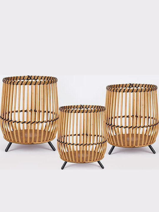 Set Coșuri Decorative Din Paie Bej 42x42x46cm 3 Bucăți