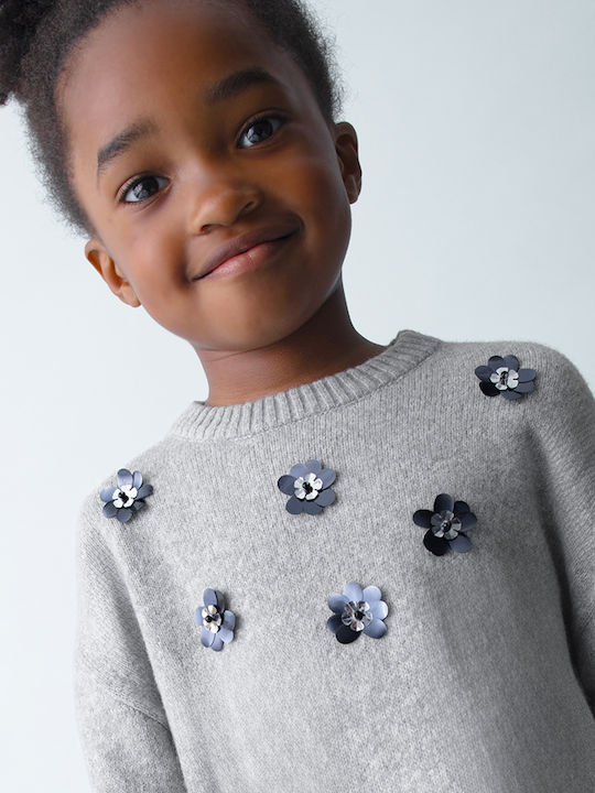 Children's Dress Long Sleeve Knitted Silver