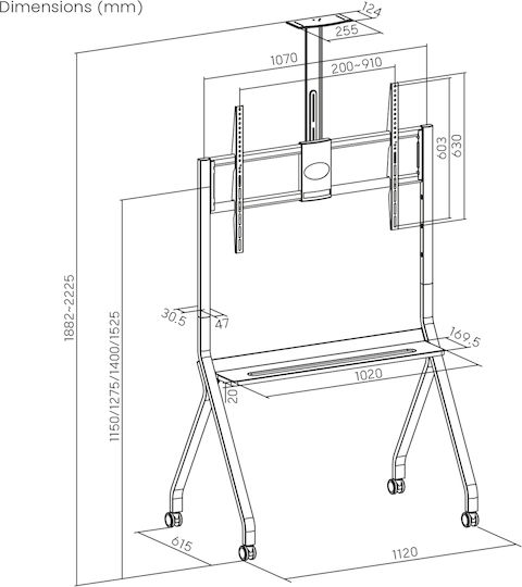 Maclean Energy MC-114 W TV Mount Floor up to 100" and 10kg White