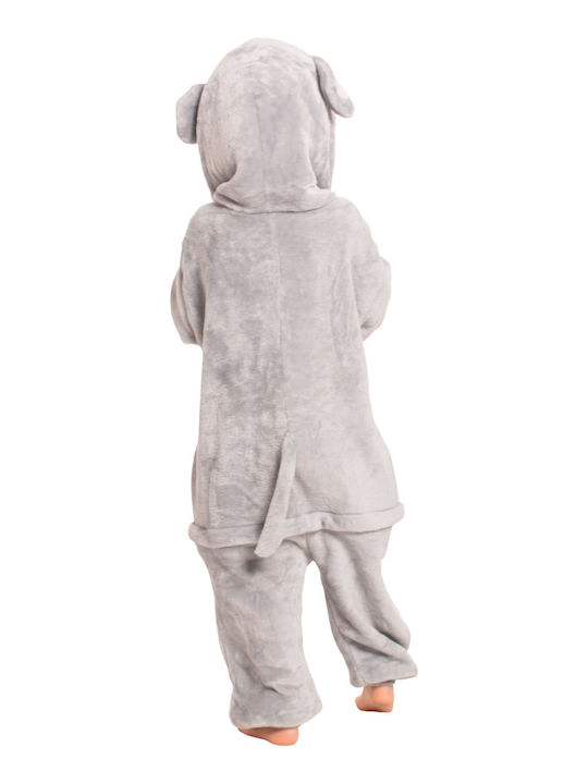 Kinder Einteiliger Schlafanzug Winterlich Fleece Gray