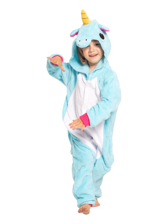 Kinder Einteiliger Schlafanzug Winterlich Fleece Blue