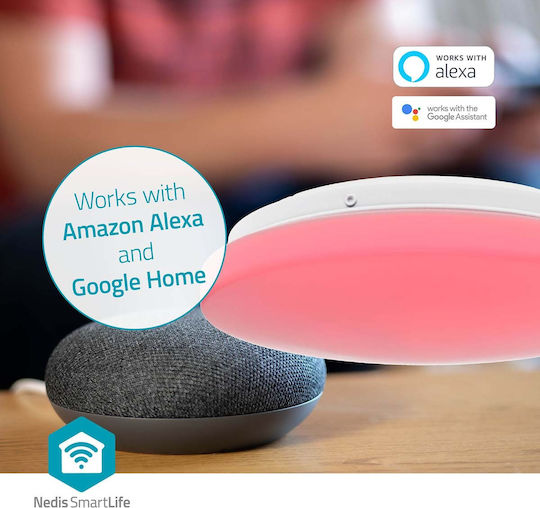 Nedis Intelligent Wi-fi Rgb Round Ceiling Fixture Ip44 1820lm 6500k White
