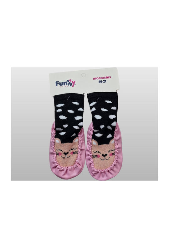 Minissa Kinder Haussocken Pink-Black