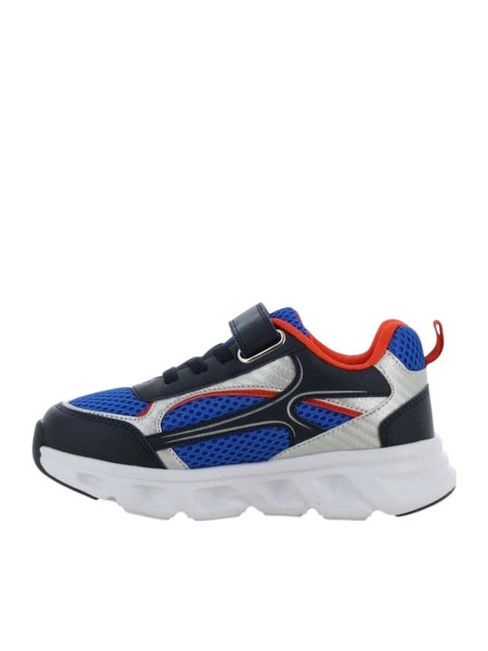 Παιδικά Sneakers Ανατομικά με Σκρατς & Φωτάκια Μπλε