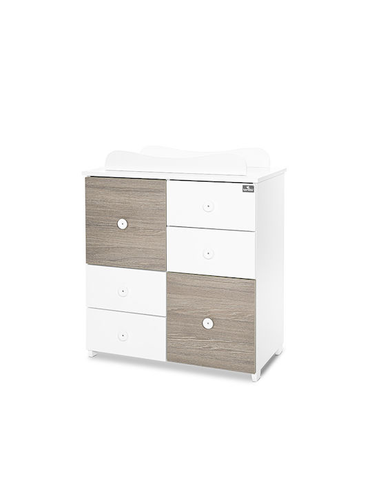 Dulap cu Sertare pentru Bebeluși cu 6 Sertare Albă 83x71x96cm